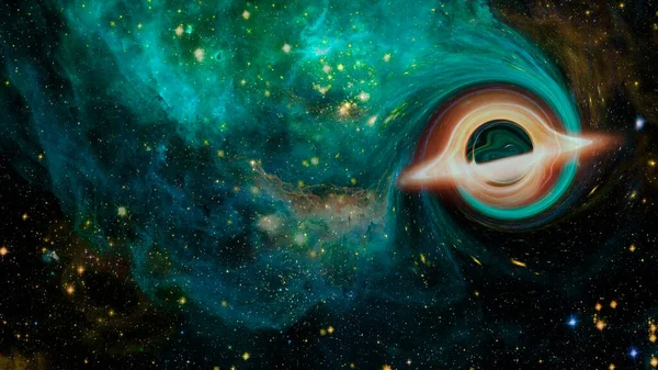 宇宙黑洞的艺术表现 美国航天局提供的这一图像的要素 — 图库照片