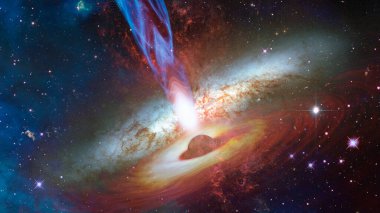 Uzayın derinliklerinde bir kuasar. Bu görüntünün elementleri NASA tarafından desteklenmektedir.
