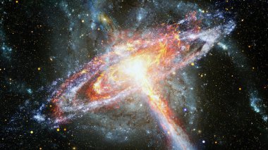 Nebula ve pulsarlı uzay manzarası. Bu görüntünün elementleri NASA tarafından desteklenmektedir