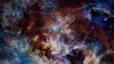 Uzay galaksisi arka planı nebula, yıldız tozu ve parlak yıldızlarla dolu. Bu görüntünün elementleri NASA tarafından desteklenmektedir