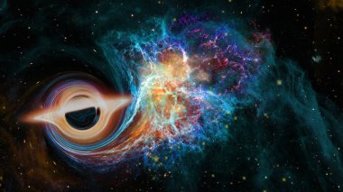 Uzayda kara delik. Bu görüntünün elementleri NASA tarafından desteklenmektedir.