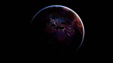 Geceleri uzaydan gelen dünya. Bu görüntünün elementleri NASA tarafından desteklenmektedir.