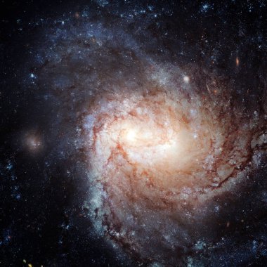 Derin uzayda spiral nebula ve ışık ışını. Bu görüntünün elementleri NASA tarafından desteklenmektedir