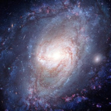 Derin uzayda spiral nebula ve ışık ışını. Bu görüntünün elementleri NASA tarafından desteklenmektedir.