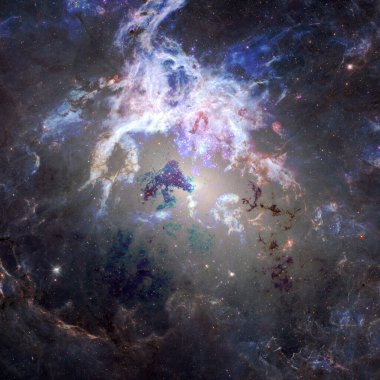 Yıldızlı uzayın derinliklerinde. Nebula ve galaksi. Bu görüntünün elementleri NASA tarafından desteklenmektedir.