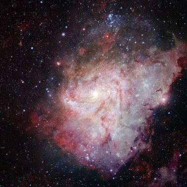 Yıldızlı uzayın derinliklerinde. Nebula ve galaksi. Bu görüntünün elementleri NASA tarafından desteklenmektedir.