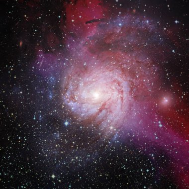 Derin uzayda spiral nebula ve ışık ışını. Bu görüntünün elementleri NASA tarafından desteklenmektedir.