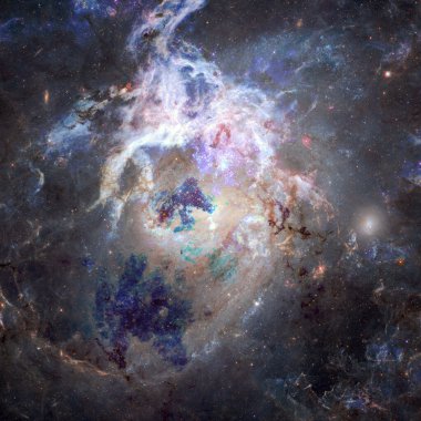 Yıldızlı uzayın derinliklerinde. Nebula ve galaksi. Bu görüntünün elementleri NASA tarafından desteklenmektedir.