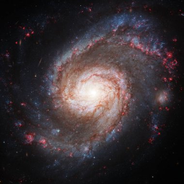 Derin uzayda spiral nebula ve ışık ışını. Bu görüntünün elementleri NASA tarafından desteklenmektedir.