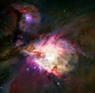 Yıldızlı uzayın derinliklerinde. Nebula ve galaksi. Bu görüntünün elementleri NASA tarafından desteklenmektedir.