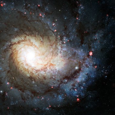 Derin uzayda spiral nebula ve ışık ışını. Bu görüntünün elementleri NASA tarafından desteklenmektedir.