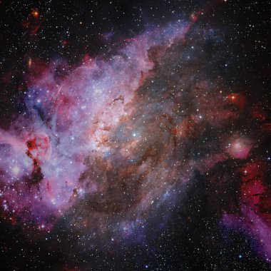 Yıldızlı uzayın derinliklerinde. Nebula ve galaksi. Bu görüntünün elementleri NASA tarafından desteklenmektedir.