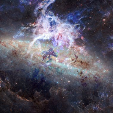 Yıldızlı uzayın derinliklerinde. Nebula ve galaksi. Bu görüntünün elementleri NASA tarafından desteklenmektedir.