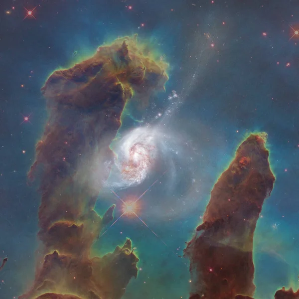 Fondo Pantalla Abstracto Ciencia Ficción Miles Millones Galaxias Universo Elementos — Foto de Stock