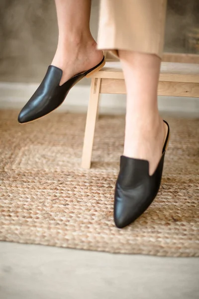 Dámské Boty Nohou Módní Styl Béžová Barva Zrcadlo Instagram Trendy — Stock fotografie
