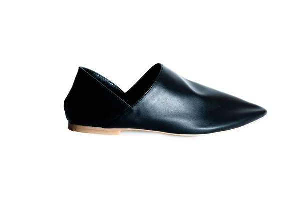 Sapatos Balé Fundo Branco Mulheres Negras Sapatos Planos Clássico Mulas — Fotografia de Stock