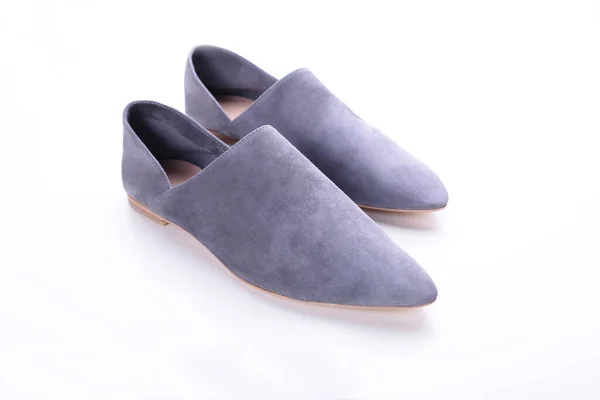 Urban Gray Loafers Modern Casual Womens Flat Shoes Classic Suede — Stock Photo, Image