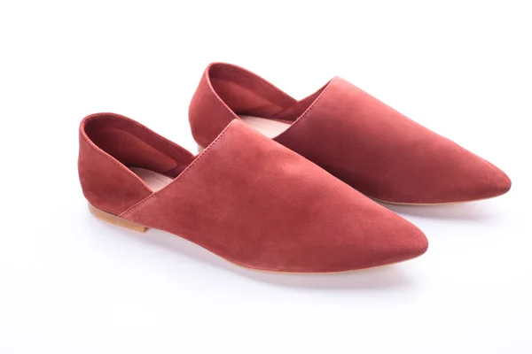 Terracotta Peach Loafers Modern Casual Womens Flat Shoes Classic Suede — Stock Photo, Image