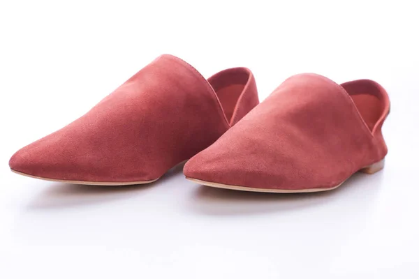 Terracotta Peach Loafers Modern Casual Womens Flat Shoes Classic Suede — Stock Photo, Image