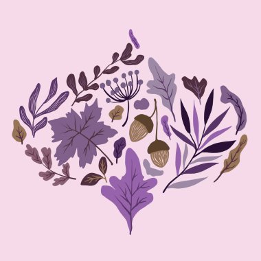 Güz Kış Şablonu Kapak, Bayrak ve Notlar için Arkaplan Çizimi. Sonbahar Estetik Arkaplanı. Bitki ve Çiçek Desenli Arkaplan. 