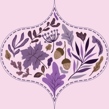 Güz Kış Şablonu Kapak, Bayrak ve Notlar için Arkaplan Çizimi. Sonbahar Estetik Arkaplanı. Bitki ve Çiçek Desenli Arkaplan. 