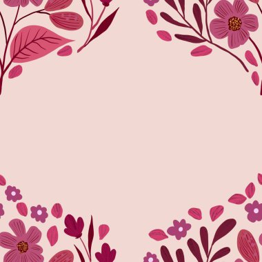 Güz Kış Şablonu Kapak, Bayrak ve Notlar için Arkaplan Çizimi. Sonbahar Estetik Arkaplanı. Bitki ve Çiçek Desenli Arkaplan. 