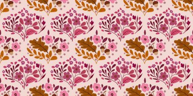 Güz Kış Şablonu Kapak, Bayrak ve Notlar için Arkaplan Çizimi. Sonbahar Estetik Arkaplanı. Bitki ve Çiçek Desenli Arkaplan. 