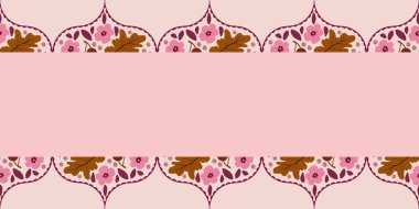 Güz Kış Şablonu Kapak, Bayrak ve Notlar için Arkaplan Çizimi. Sonbahar Estetik Arkaplanı. Bitki ve Çiçek Desenli Arkaplan. 