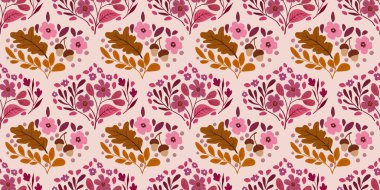 Güz Kış Şablonu Kapak, Bayrak ve Notlar için Arkaplan Çizimi. Sonbahar Estetik Arkaplanı. Bitki ve Çiçek Desenli Arkaplan. 