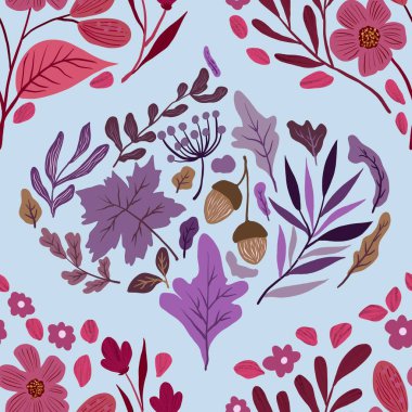 Güz Kış Şablonu Kapak, Bayrak ve Notlar için Arkaplan Çizimi. Sonbahar Estetik Arkaplanı. Bitki ve Çiçek Desenli Arkaplan. 