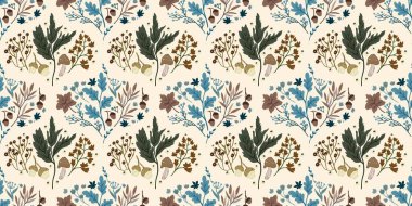 Güz Kış Şablonu Kapak, Bayrak ve Notlar için Arkaplan Çizimi. Sonbahar Estetik Arkaplanı. Bitki ve Çiçek Desenli Arkaplan. 