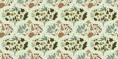 Güz Kış Şablonu Kapak, Bayrak ve Notlar için Arkaplan Çizimi. Sonbahar Estetik Arkaplanı. Bitki ve Çiçek Desenli Arkaplan. 