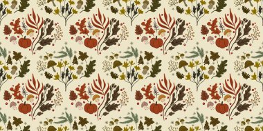 Güz Kış Şablonu Kapak, Bayrak ve Notlar için Arkaplan Çizimi. Sonbahar Estetik Arkaplanı. Bitki ve Çiçek Desenli Arkaplan. 