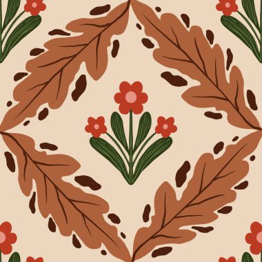 Güz Kış Şablonu Kapak, Bayrak ve Notlar için Arkaplan Çizimi. Sonbahar Estetik Arkaplanı. Bitki ve Çiçek Desenli Arkaplan. 