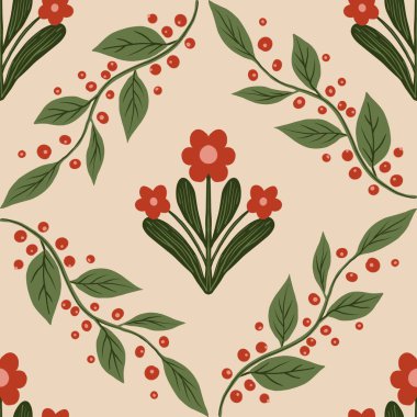 Güz Kış Şablonu Kapak, Bayrak ve Notlar için Arkaplan Çizimi. Sonbahar Estetik Arkaplanı. Bitki ve Çiçek Desenli Arkaplan. 