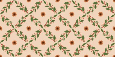 Güz Kış Şablonu Kapak, Bayrak ve Notlar için Arkaplan Çizimi. Sonbahar Estetik Arkaplanı. Bitki ve Çiçek Desenli Arkaplan. 