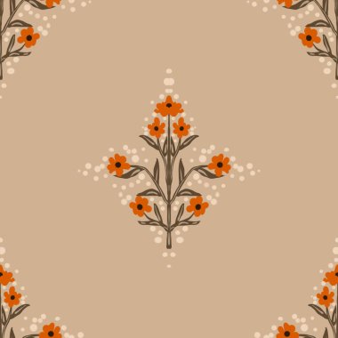 Güz Kış Şablonu Kapak, Bayrak ve Notlar için Arkaplan Çizimi. Sonbahar Estetik Arkaplanı. Bitki ve Çiçek Desenli Arkaplan. 