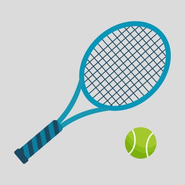 Bir tenis raketi ve topunun tasviri, sporu, aktif yaşam tarzını ve tenisi sembolize eder..