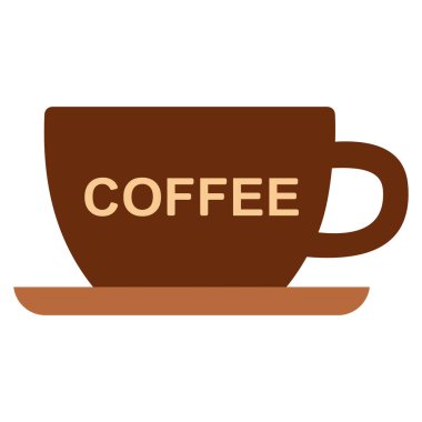 Kahverengi renk paleti içeren basit bir stil ve metin içeren bir kahve fincanı tasviri. Kahve, içecek ve günlük yemek temasını minimalist dışavurumcu sanat formunda temsil eder..