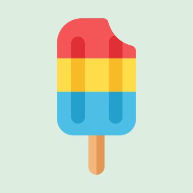 A bright and minimal illustration featuring a colorful ice cream popsicle against a light green background. Perfect for summer and food-related designs or advertisements