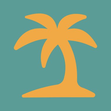 Abstract illustration showcasing a bright yellow palm tree silhouette set against a muted green backdrop. Ideal visual representation for tropical themes and vacation concepts in a minimalistic style