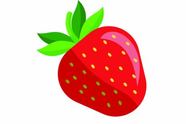 Vibrant strawberry illustration featuring a ripe, red fruit with fresh green leaves. Perfect for food, health, and summer-themed projects, menus, ads, and branding that evoke freshness and sweetness