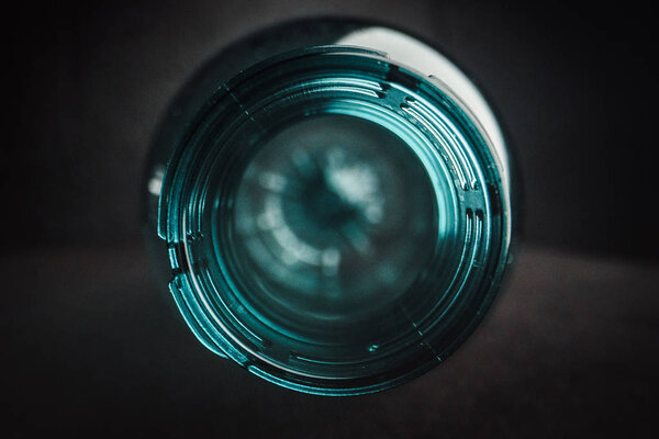 plastic bottle of water, close up shot