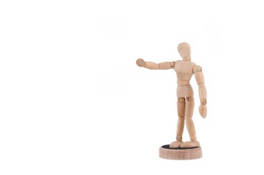 Victoria poz beyaz arka plan önünde izole soyut ahşap şekil