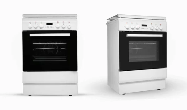 Oven Dapur Modern Dalam Dua Tinjauan Ketentuan Pada Latar Belakang — Stok Foto