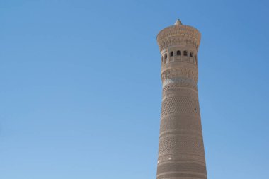 Tuğla, eski Asya binalar yüksek oval Kulesi. Ortaçağ Orta Asya mimarisi detayları