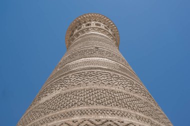 Tuğla, eski Asya binalar yüksek oval Kulesi. Ortaçağ Orta Asya mimarisi detayları