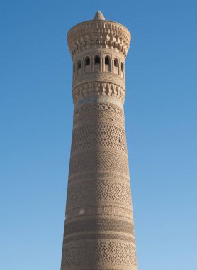 Tuğla, eski Asya binalar yüksek oval Kulesi. Ortaçağ Orta Asya mimarisi detayları