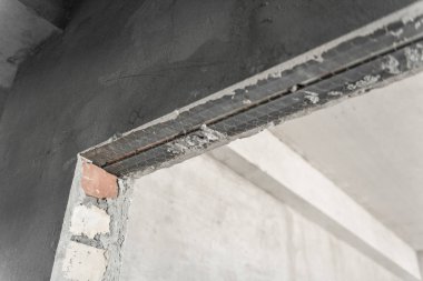 yakın çekim, kapı söve sıvalı duvarlar ile