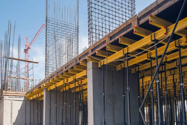 Estruturas Betão Armado Edifício Construção Andaimes Suporte Guindaste Construção — Fotografia de Stock